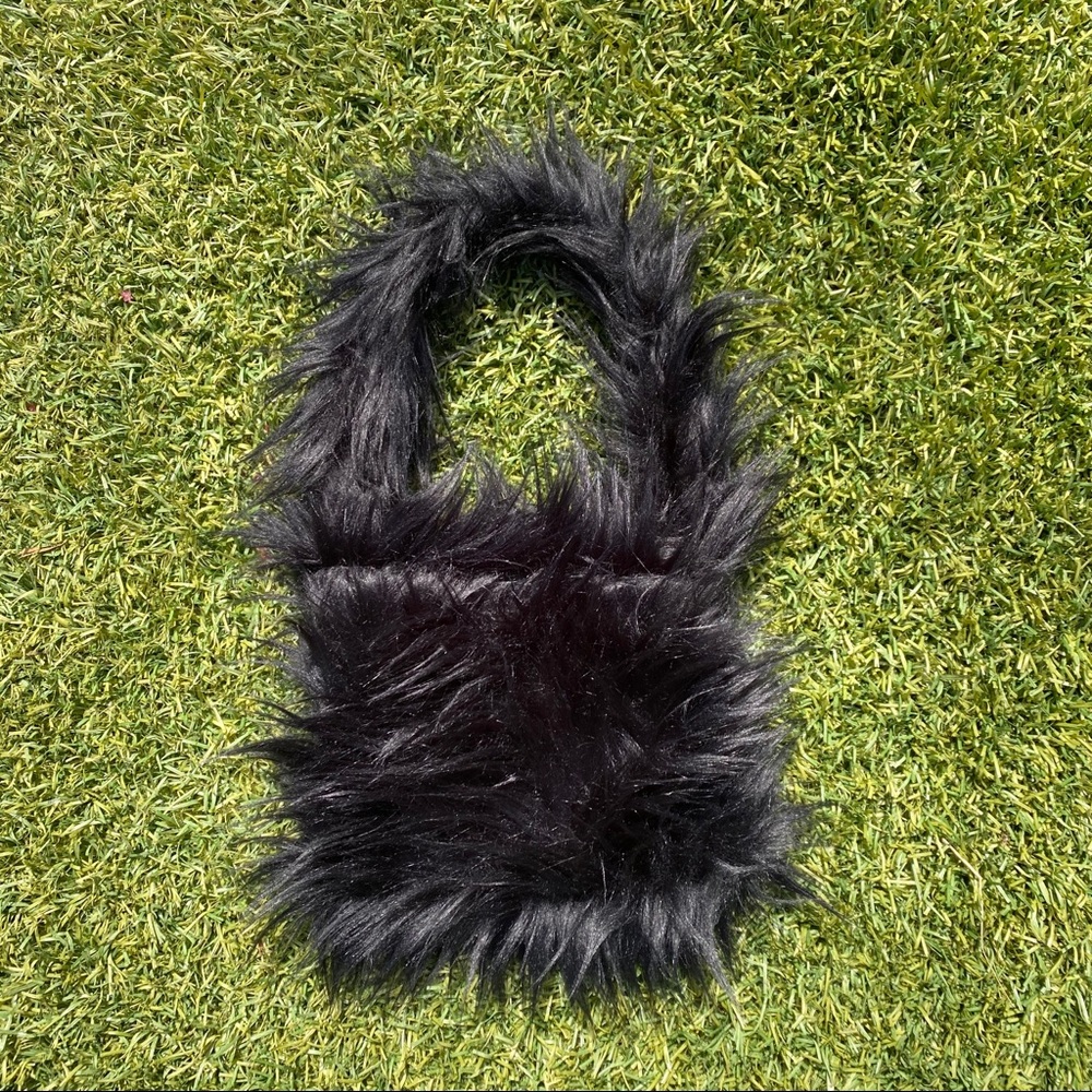 Black fluffy purse